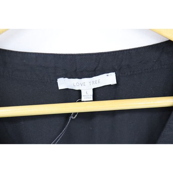 Love Tree Women's Black Tencel Sleeveless Jumpsuit Size L NWT NEW Tie Waist - Picture 5 of 13